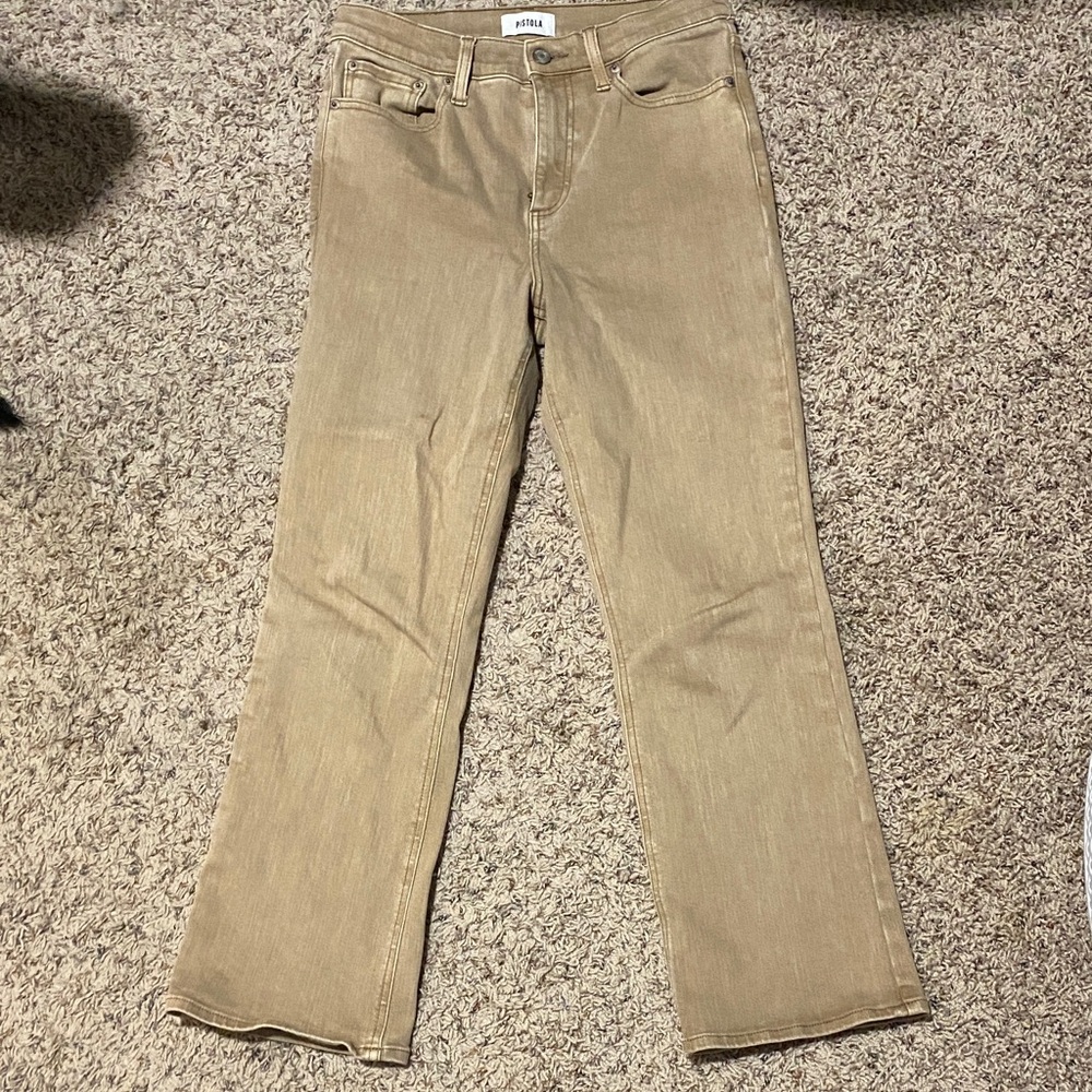 pistola Wide-Leg Jeans in Tan crop 28